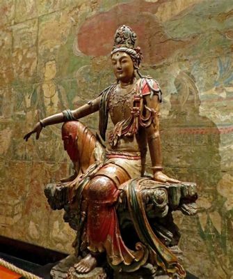 Bodhisattva Guanyin of the Southern Sea! A Stunning Portrait Rendered in Vivid Colors and Exquisite Detail!